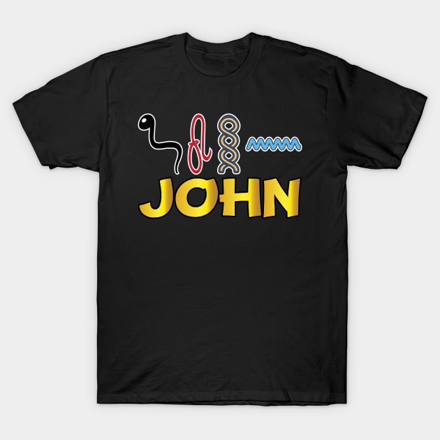 JOHN-American names in hieroglyphic letters-JOHN, name in a Pharaonic Khartouch-Hieroglyphic pharaonic names T-Shirt by egygraphics